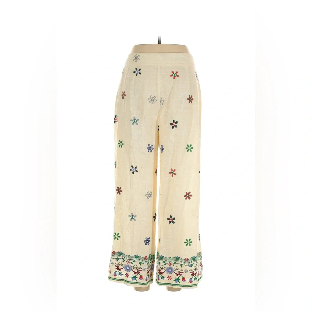Zara Linen Blend Embroidered Pant (L)